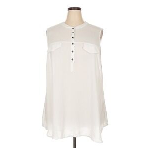 Torrid Sleeveless Blouse Top Button Up Pockets White Plus Size‎ 4X
